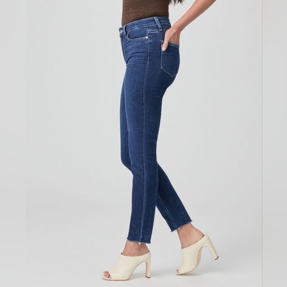 PAIGE Denim - PAIGE HOXTON Ankle Chapel Skinny Jeans Vintage High Rise Cropped Raw Hem Size 26